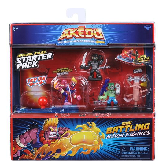 Akedo Ultimate Arcade Warriors – Starter Pack Legendary Kick Attack Hi-Ashi con 3 Guerrieri – Giochi Preziosi