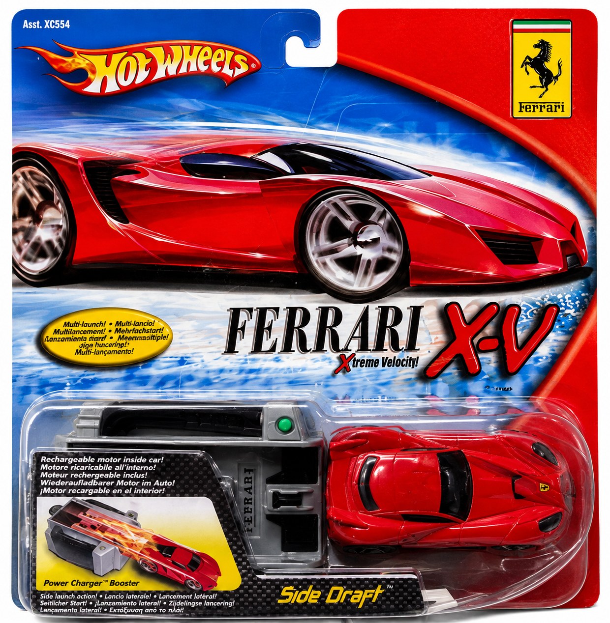 Hot Wheels Ferrari X-V Racer – Xtreme Velocity con Side Draft Launcher – Mattel