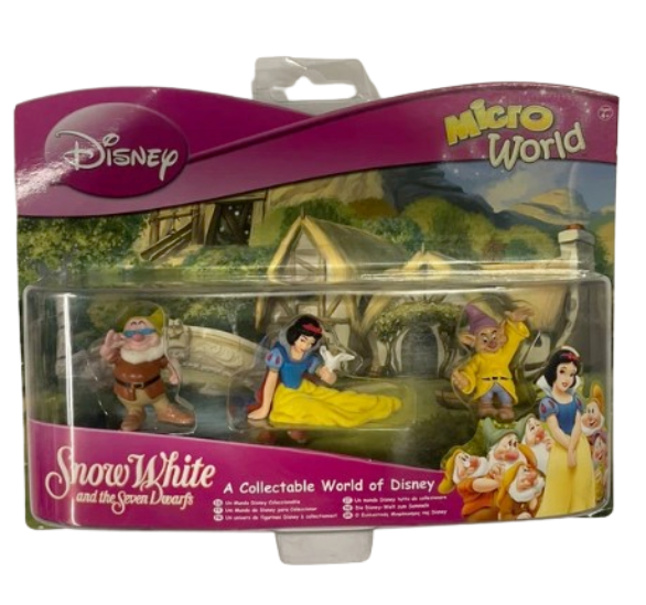 Disney SnowWhite – Biancaneve con Dotto e Cucciolo Micro World Set 3 Figure da Collezione