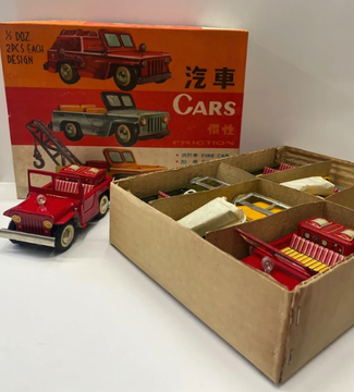 Vintage Tin Toy Cars – Box da 6 Jeep in Latta con Frizione – Made in China